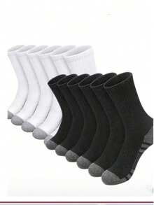 1/5/10/20 Pairs Men's Mid-Calf Socks, Moisture-Wicking, Breathable, Fashionable, Comfortable, Soft, Business & Sports - Multicolor - View 11