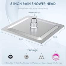 Rain Shower Head Ultra Thin High Pressure Boosting Metal Water Flow Sprayer Ceiling Wall Mounted Stainless Steel Rainfall Bathroom Fixture Modern Style Brushed Nickel 1 Pack - Brushed Nickel - View 3