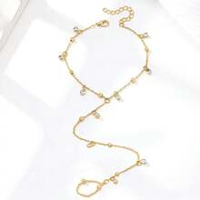1pc Minimalist Tassel Fashion Style Iron Material Gold Color Women's Anklet, Suitable For Daily Commute, Party, Beach Vacation Wear - Multicolor - View 6