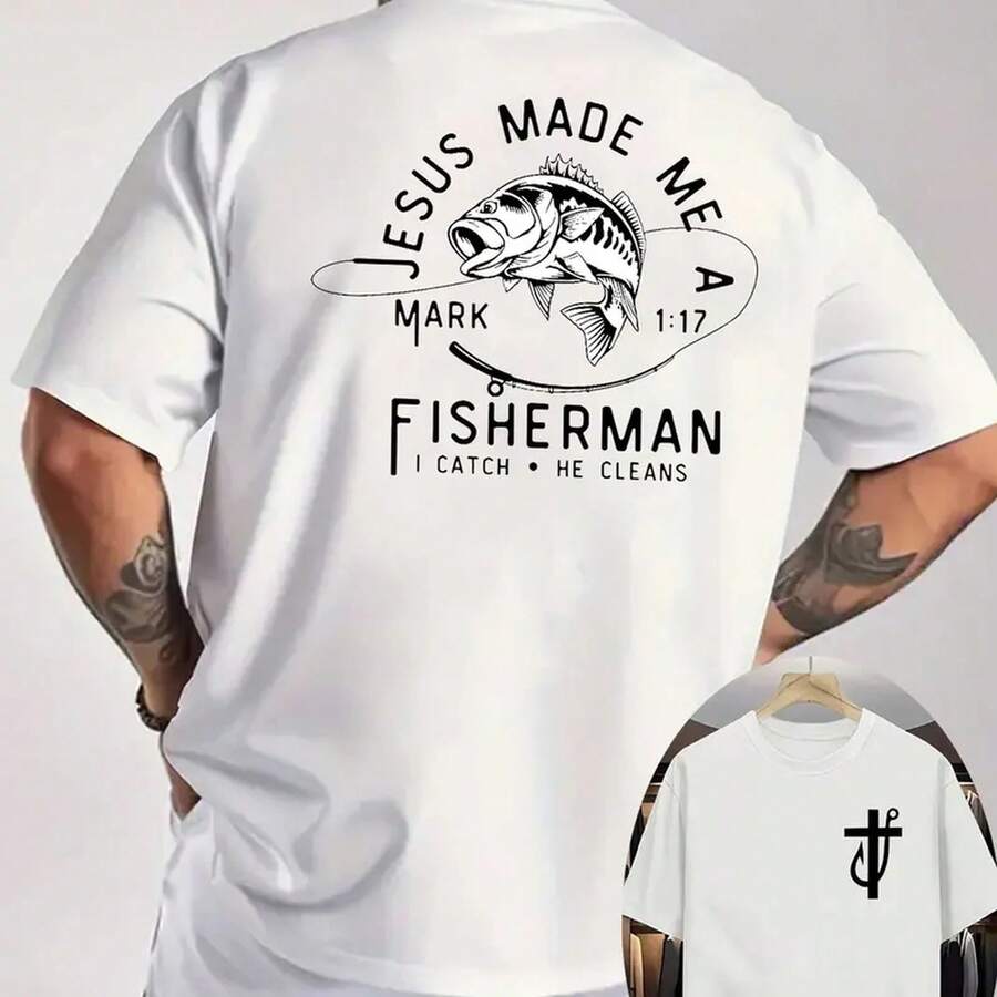 Neue Sommerkollektion: Jesus reinigt die Seelen, doppelseitiger Druck, klassisches, , lässiges Herren-Shortsleeve-Shirt. - 1 - Übersicht 1