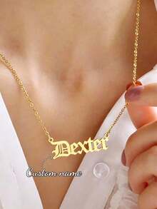 Customized Women's Stainless Steel Name Necklace, Gold Box Chain Personalized Font Jewelry Gift For Girlfriend, Family - Gold - Style 6 - View 2