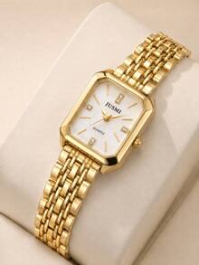 Women's Luxury Rhinestone Quartz Watch Oval Dial Two Tone Wristwatch Jewelry Gift For Her Christmas Birthday - Silver - View 19