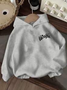 Tween Boy Fun Graphic Print Pullover Sweatshirt, Warm And Comfortable Thermal-Lined Pullover Sweatshirt For Autumn/Winter - Grey - View 5