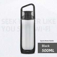 Kor Dual Use Water Bottle With Straw Portable Square Clear Water Cup Dual Drinking Modes Leakproof Travel Sports Drinking Bottle For Girls - 黑色 - 查看 11