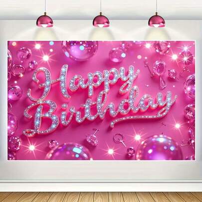 1 pieza Fondo de Feliz Cumpleaños Rosa para Mujeres Pancarta de Feliz Cumpleaños Rosa Intenso-Decoraciones de Fiesta de Cumpleaños Reutilizables