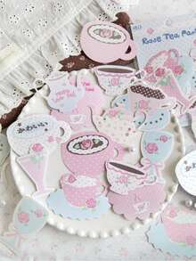 Writable Base Material Paper, Rose Coffee House Sweet Vintage Style Scrapbook Base DIY Gift Message Paper, - Multicolor - View 9