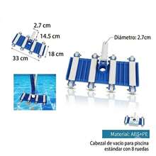 Cabezal de Vacío para Piscina Estándar con 8 Ruedas, Limpiafondos Manual de Gran Eficiencia, Compatible con Manguera de 2.7cm, Material ABS+PE - Default Title - Ver 3