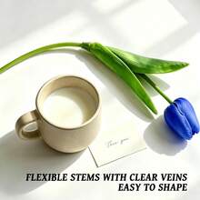 5/10pcs Artificial Tulips, Suitable For Home Decor, Kitchen Decor, Autumn Decor, Outdoor Decor, Table Decor, Wedding Decor, Artificial Plants, Women's Gifts, Back To School Season - Blue - View 8