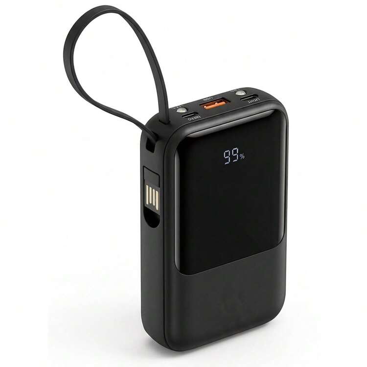 GAWFOLK 黑色 10000mAh 移动电源 - PD20W 快充便携式充电器，带手电筒，旅行必备手机电池组。兼容 /安卓手机。非常适合夏季假期、户外旅行、露营和应急备用。送给男士、家人、朋友的礼物，生日礼物，情人节礼物。（电量显示）（黑色） - 夢幻黑 - 查看 12