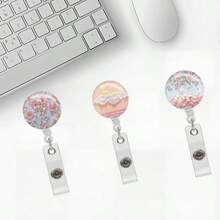 1pc Random Style Floral Sky Cute Retractable Badge Reel Clip For Teachers, Students, Doctors, Nurses, Office Gift - One Size - View 6