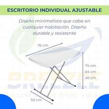 BREEZEE Mesa Plegable Portatil Ajustable 3 Alturas 76x50 cm, Plastico Resistente con Estructura de Acero Inoxidable, Multiusos para Camping, Jardin, Oficina y Hogar, Ligera y Facil de Transportar - Multicolor - Ver 4