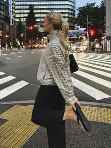 HH Plaid Pilot Jacket Women's Spring/Autumn 2026 Short Loose Long Sleeve Top Casual Zipper Jacket Outdoor Coat White - White - View 6