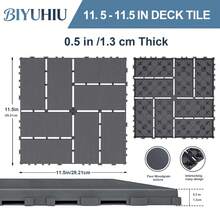 Interlocking Courtyard Deck Tiles Set | 12-Inch Weather-Resistant Plastic Outdoor Flooring | Suitable For Garden, Balcony, Poolside - Small 8-piece - View 8