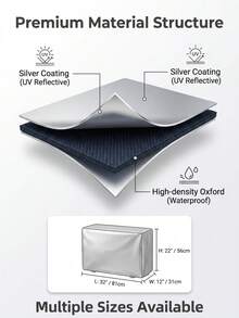 1 Set S-XXL Multi-Size Anti-Aging Polyester Waterproof Fabric Air Conditioner Outdoor Unit Cover, Outdoor Courtyard All-Season Use, Minimalist Practical Style, Silver Square Shape, Elastic Hem Design, Rainproof Dustproof Sunproof Air Conditioner Outdoor Unit Protective Cover - Full Coverage - View 4