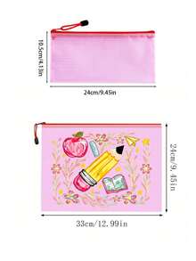 Mesh Zipper Makeup Bag,Apple Pencil Book Print,Back To School Mesh Storage Bag,Portable Zipper Stationery Pouch,Large Capacity Cosmetic Bag,Transparent Pen Bag,School Supplies Storage,For School Office Travel,Gifts For Teachers And Students - Multicolor - View 11