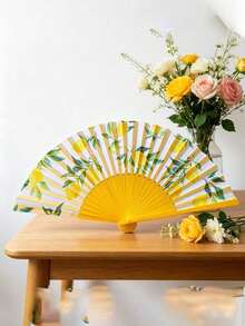1/3/9/15/16/20/24/30/36/40pcs Spanish Lemon Pattern Folding Fans, Lemon Foldable Fans Summer Capri Style Paper Hand Fans, Spanish Lemon Cooling Decorative Handheld Fans, Suitable For Parties, Dance Performances, Travel, Birthday Gifts - Multiple Styles - View 5