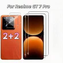 4pcs (2+2), Compatible With Realme GT 7/GT 7 Pro/15 Pro/15T/ Includes 2pcs Ultra Clear Tempered Glass Screen Protector + 2pcs Black High Definition Lens Protector, Ultra Clear Camera Lens Protector Pad Protector Full Coverage Easy Installation Screen Protector - Clear - View 11