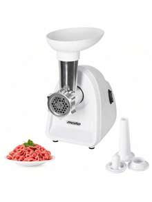 Adler Meat Grinder, Meat Mincer, Sausage Maker, Meat Mincing Machine - Reverse Function, 3 Sieves 3/5/7mm, Sausage Stuffer Attachment, 350W (Max 1500W), Pusher Included, White - EU E Type Plug(220-240V) - View 9