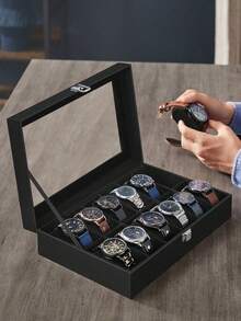 1pc Premium Watch Box, 3/6/12 Slots Watch Box, Watch Storage Box Jewelry Storage Box, Watch Display Box, Men's Women's Watch Box - Multicolor - View 6