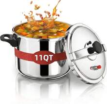 11qt Stainless Steel Pressure Cooker Large Capacity Pot For Family Meals Induction Gas Stove Compatible Silver - View 1
