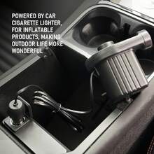 DC12V 便攜式電動充氣幫浦，快速充氣/抽氣充氣泵，適用戶外，附 3 個噴嘴，適用充氣床墊、充氣床、充氣沙發、游泳圈、泳池浮床 - 黑色 - 查看 1