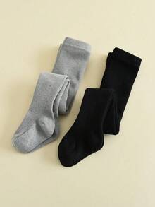 2pcs Solid Color Baby Leggings, Warm & Comfortable Tights For Toddlers In Autumn/Winter, Suitable For Daily Wear - Multicolor - View 11