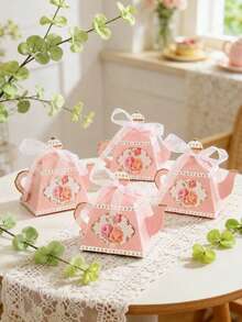 10pcs Teapot Shaped Gift Boxes, Spring Afternoon Tea Gift Candy Cookie Packaging Boxes, Elegant Paper Gift Packaging Boxes, Birthday Wedding Party Decoration Supplies, Baby Shower Party Decoration, Gender Reveal Party Decoration Supplies, Family Gathering Gift Packaging Supplies, Baby Girl First Birthday Party Decoration, Wedding Small Gifts, Tabletop Decoration, Home Decor, Spring Event Accessories, Party Small Gifts - Pink Teapot - View 8