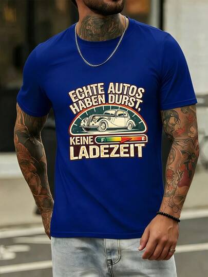 Vintage Car Graphic Tee Fall, Crew Neck, Relaxed Fit, Casual, Comfort Fit, Unique Graphic Print