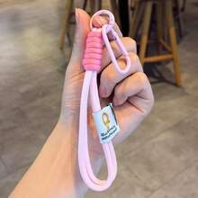 Miliocry 2件組配色拼接掛繩鑰匙圈，配色拼接手機掛繩，馬卡龍手工編織繩，便攜手機吊飾，手機鏈條繩，DIY小眾吊墜 - 彩色 - 查看 10