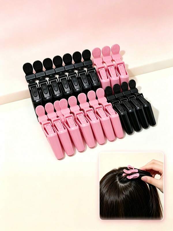 10pcs/5pcs/1pc Solid Color Elegant Cute Casual ABS Plastic (ABS Resin) Salon Crocodile Clip, Plastic Crocodile Clip, Seamless Bangs Clip, Duck Bill Claw Clip Hair Accessories Spring Summer Autumn
