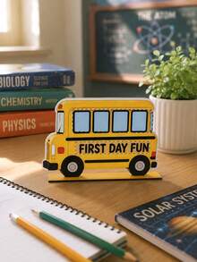1pc Back To School Season School Bus Theme Desktop Stand Up Cartoon Bright Color Printed Desktop Ornament Suitable For Classroom Learning Area, Back To School Party, Desktop Display Decoration Gifts - C - View 8