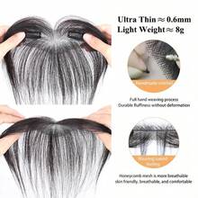 Real Human Hair Forehead Topper Clips In Hair Bangs With Temple Lace Base Hair Frontal Curtain Realistic & Breathable Hair Fringe Hand Knotted Lace Hair Pieces For Women - Multicolor - View 4