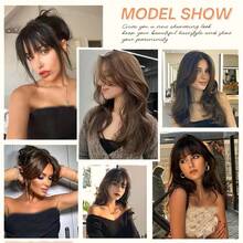 Real Human Hair Forehead Topper Clips In Hair Bangs With Temple Lace Base Hair Frontal Curtain Realistic & Breathable Hair Fringe Hand Knotted Lace Hair Pieces For Women - Multicolor - View 9