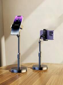 Adjustable Height Rotating Phone Stand Waterproof Abs Desktop Holder Suitable For All Models Used For Live Streaming Photography Video Recording For Office Room Decor Home Bedroom Back To School Dormitory Holiday Vacation Travel Essentials - Multicolor - View 8