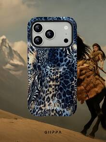GIIPPA 1件 藍色豹紋、斑馬紋、虎紋拼接設計手機殼，適用於 Phone 17 Pro Max，相容 Phone 16 Pro Max、15 Pro Max、14 Pro Max、11/12/13/14/15/75 Pro Max Plus，韓式高端時尚趣味優雅設計，男女皆宜，聖誕節、情人節、復活節、婚禮季和生日送女友的完美禮物！ - 藍色 - 查看 8