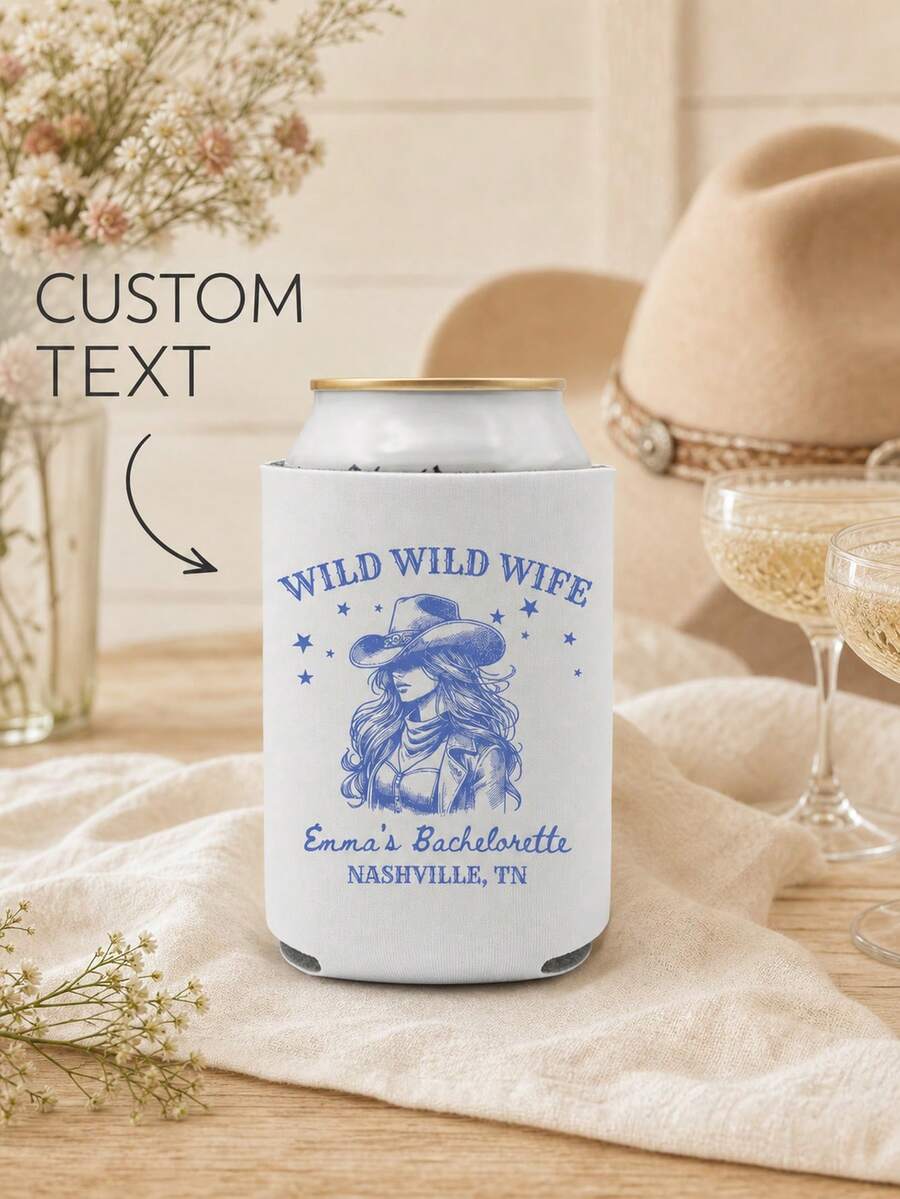 1pc Customizable Slogan Western Cowboy Lady Cup Cover, Retro Portrait Printed Heat-Insulating Cover, An Excellent Personalized Choice For Weddings And Parties - Multicolor - View 1