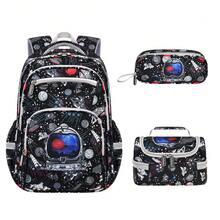3pcs Men's Highly Attractive Backpack, Handbag And Portable Storage Bag Set, With Rocket Pattern, With Trolley Sleeve, Multi-Pocket Large Capacity Backpack, Suitable For Campus, Travel, Camping, Holiday Gifts. - Three-piece Set - View 9