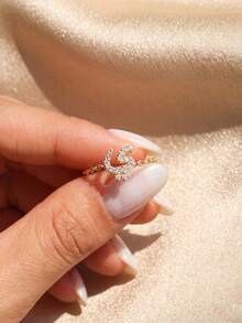 ESBERRY 1pc Elegant Minimalist Arabic Letter Adjustable Ring, Suitable As A Gift For Women On Wedding, Birthday Or Mother's Day - Alphabet Ring - View 6
