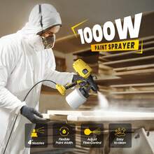 Paint Sprayer Gun with Cord Electric Paint Sprayer 3 Patterns 110V 1000W 1L Electric Paint Sprayer Without Air Professional Spraying Tools Multi-Functional Electric Paint Sprayer for Furniture, Cabinets, Fences, Walls, Doors, Garden Chairs, Etc. - Tipo de Enchufe A USA (110-127V) - Ver 4