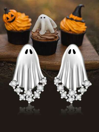 1 Pair Beautiful Cubic Zirconia Stud Earrings Women Party Jewelry Halloween Gift