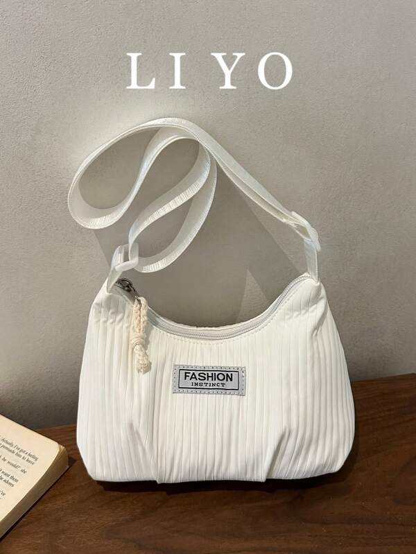 Women's Casual Crossbody Bag, Minimalist Versatile Fabric Bag, Wide Strap Shoulder Crossbody Bag