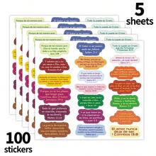 100 Buah/5 Lembar Stiker Ayat Alkitab Spanyol, Stiker Label Ayat Suci Berwarna-warni, Stiker Kristen Perekat Diri untuk Jurnal Alkitab, Scrapbook, Buku Catatan, Perencana, Kemasan, Pembungkus Kado, Penyegelan Amplop, Perlengkapan Kerajinan Keagamaan untuk Hadiah Gereja - A - View 6