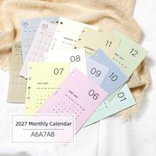 12pcs A6 A7 M5 Colorful 2027 Monthly Calendar Refill Pages, Monthly Planner Loose-Leaf Paper, Monthly Calendar Divider Pages, Suitable For Schedule, Marking Holidays, Anniversaries, Special Dates, Habit Tracking, Check-In - Color 2027 Monthly - View 1