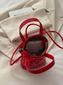 Autumn/Winter Polka Dot Print Phone Wallet, With Heart Pendant, Fashion Crossbody Bag, Cute Sweet Y2K, Suitable For Daily, School - Multicolor - View 8