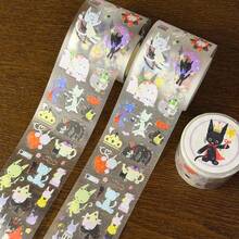 35cm/Loop Kawaii Cat Kingdom Fantasy Fairy Tale Watercolor Die-Cut Sticker For DIY Journal Scrapbooking Planners Gift Photo Card Supply - Black - View 4