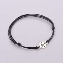 1pc S925 Sterling Silver Engraved Compass Round Pendant Multi-Layer Black Adjustable Wax Cord Bracelet, Travel Adventurer Niche Drawstring Wish Silver Hand Rope Accessory - Silver - View 4