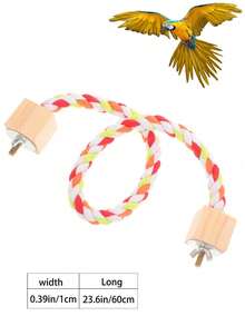 1pc Multi-Color Parrot Rope Climbing Perch, Soft Twisted Rope Bird Standing & Playing Accessory, Cage Training Toy, Suitable For Parrots And Small Birds, Easy To Clean, Expand Activity Space, Educational Pet Gift, Perfect For Easter, Spring Holidays, Birthday - Multicolor - View 9