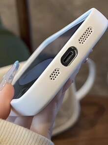 VRNOEI 1件極簡色塊矽膠吸盤手機殼，適用於 iPhone 17 11 12 13 14 15 16 17 Pro Max，防震全包覆相機保護殼，防刮防指紋，親膚絲滑觸感保護套 - 粉色 - 查看 6