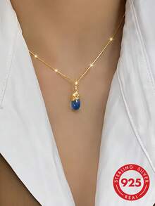 1 buah Kalung Liontin Tetes Air Perak Sterling S925, Kalung Gaya Minimalis Elegan & Serbaguna, Rantai Tulang Selangka Halus, Hadiah - tetesan air - View 10