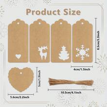 50pcs Red Christmas Tree Design Kraft Paper Cards, Perfect For Packaging And Hanging Decoration, Gift Tags And Ornaments - Multicolor - View 3